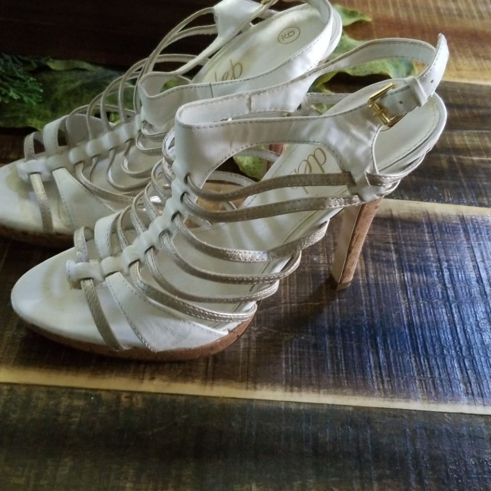 White and gold stilettos